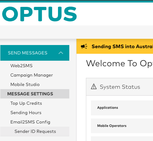 Screenshot of Sender ID request Nav item