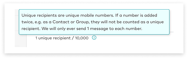colourful screenshot showing options to add recipients when sending a New Message in Web2SMS